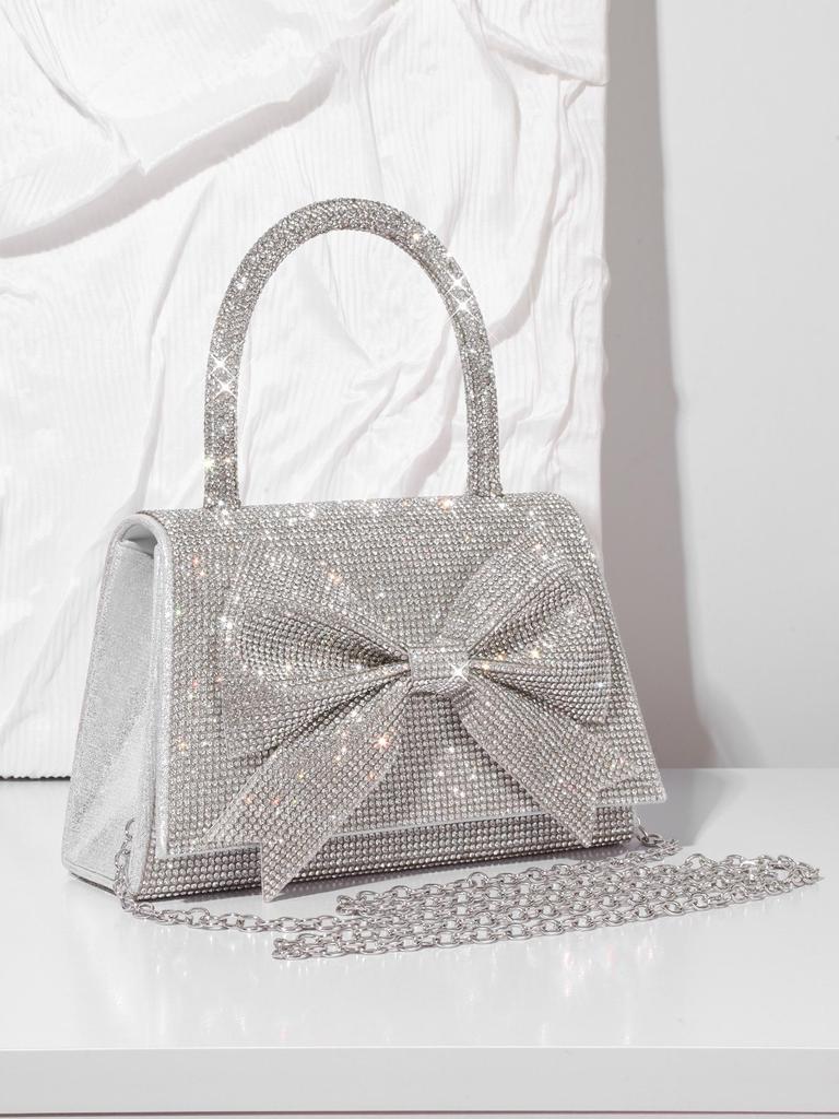 2024 Luxurious Rhinestone Bow Evening Bag - European & American Bridal Clutch