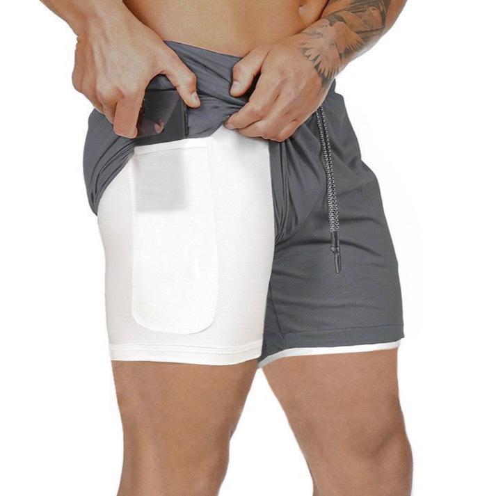 Men's Double-Layer Quick-Dry Sports Shorts for Fitness & Hiking
