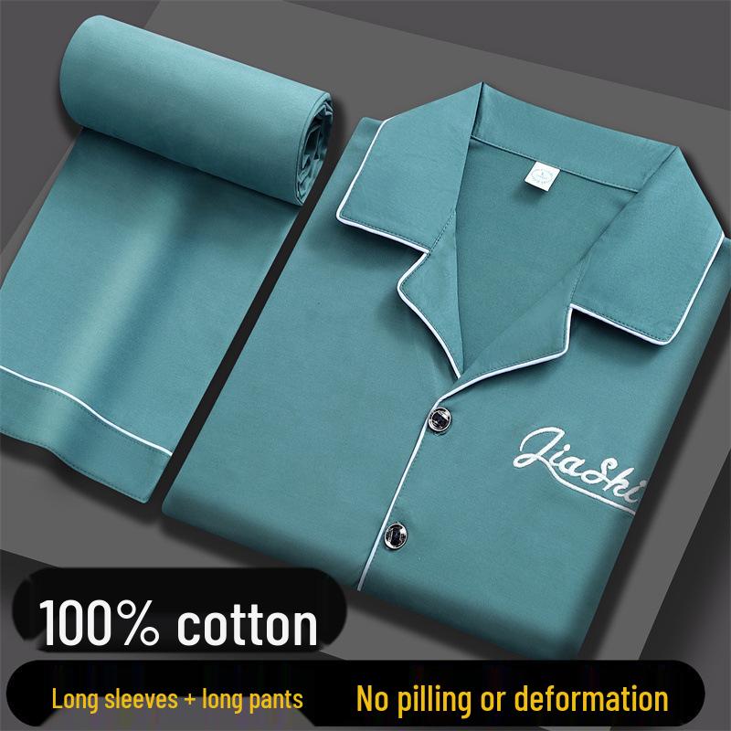 Pijamale Bărbați Mânecă Lungă din Bumbac 100% Pur - Croială Largă, Mărimi Mari, Articole de Casă de Primăvară/Toamnă pentru Toate Vârstele.