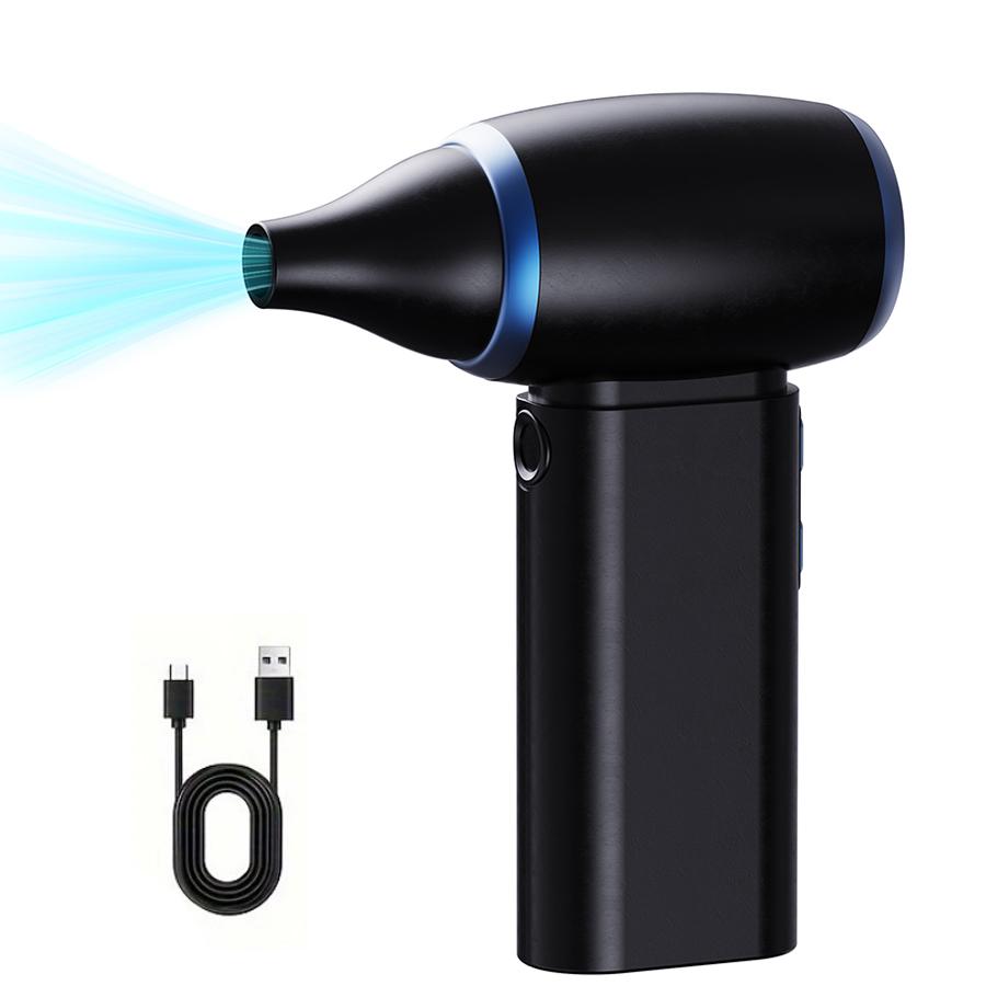 

Мощный воздуходув, Турбореактивный вентилятор, 130000 об/мин Мощный пылесос для пыли Скорость ветра 52 м/с Портативный мини-воздуходув Ручной для автомобиля чёрный