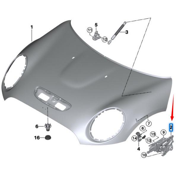 BMW MINI F55 F56 Motorhaubenscharniere (41007370301, 41007370302)