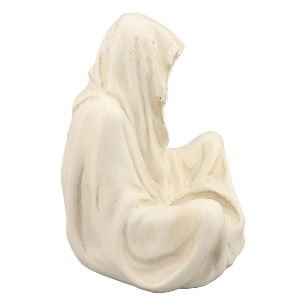 Reaper Sitting Candle Holder White Resin Death Robe Sculpture Spooky Decorative Gothic Tea Light Can