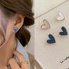 Sweet Heart Stud Fashion Earrings for Women Girl Cute Blue Pink Love Bling Glaze Earrings Aesthetic Designer Jewelry Party Gifts