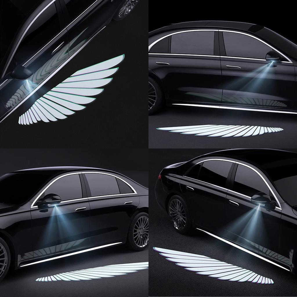 Car Angel Wings Wireless Car Door LED Rear Mirror Welcome Courtesy Shadow Projector Lamp Carpet Projection For Benz Toyota 12v