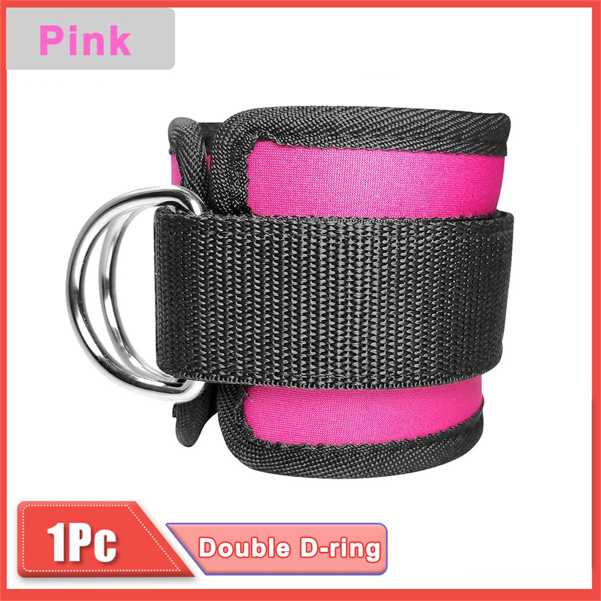 

Ремни для фитнеса на щиколотке, регулируемые D-образные кольца для поддержки ног, манжеты для тренажерного зала, ягодичные мышцы, сила ног, аксессуары для тренировок, подставка для поддержки лодыжки для мужчин и женщин Double D-ring Pink