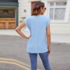 Women's Fashion Casual Summer Spring Solid Color Print Short Sleeve O-Neck Blouses & Shirts