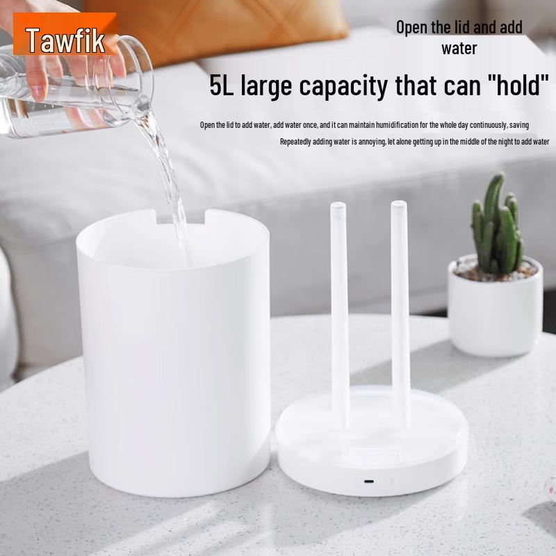 Umidificator 5L cu Pulverizare Duală cu USB, Funcționare Silențioasă, Lumină de Noapte și Afișaj Digital pentru Casă, Dormitor și Birou