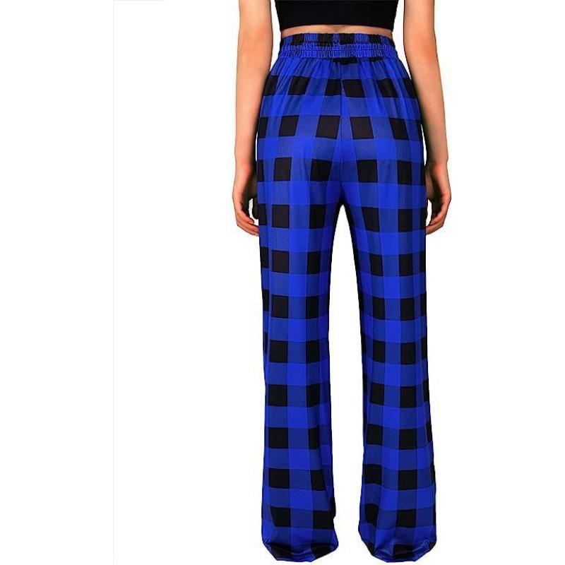 YYFS Women's Fashion Casual Plaid Print High Waist Trousers Pants & Capris