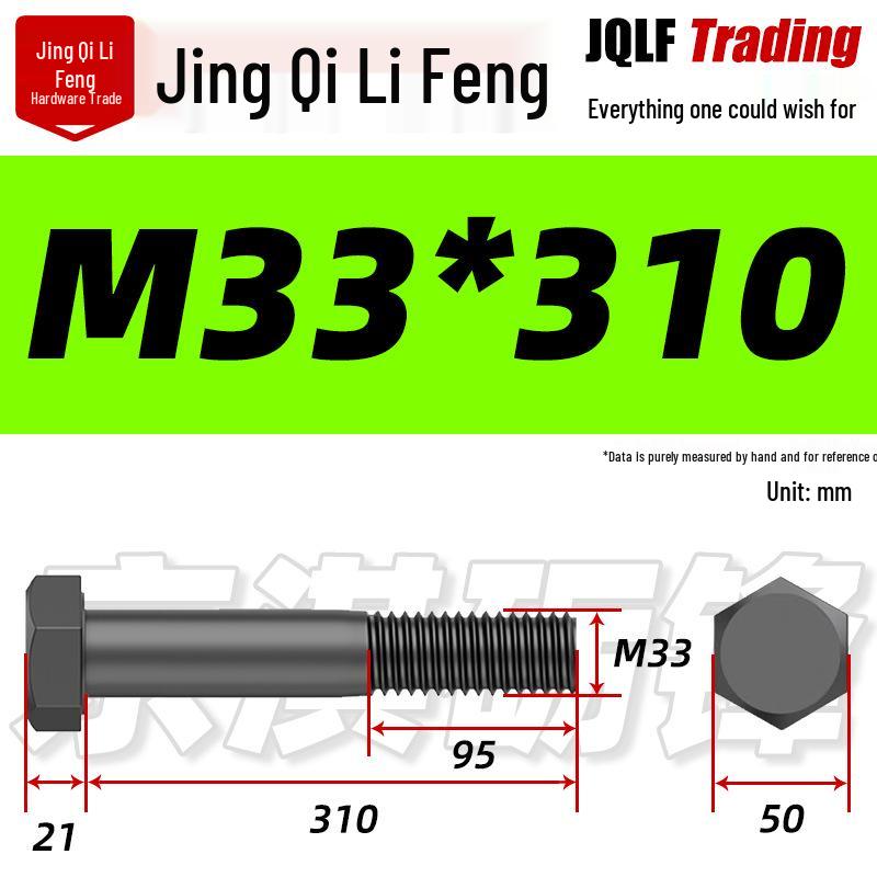 M27-M39 Grade 12.9 Blackened Half-Thread Hexagon Bolt