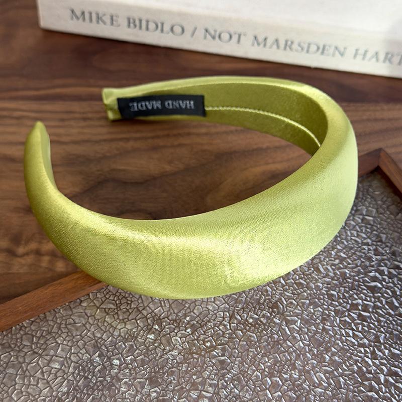 Spring/summer New Bright-coloured Satin Headbands 4cm Wide-Brimmed Sponge Hair Band Woman Temperament Hair Hoop Hair Accessories