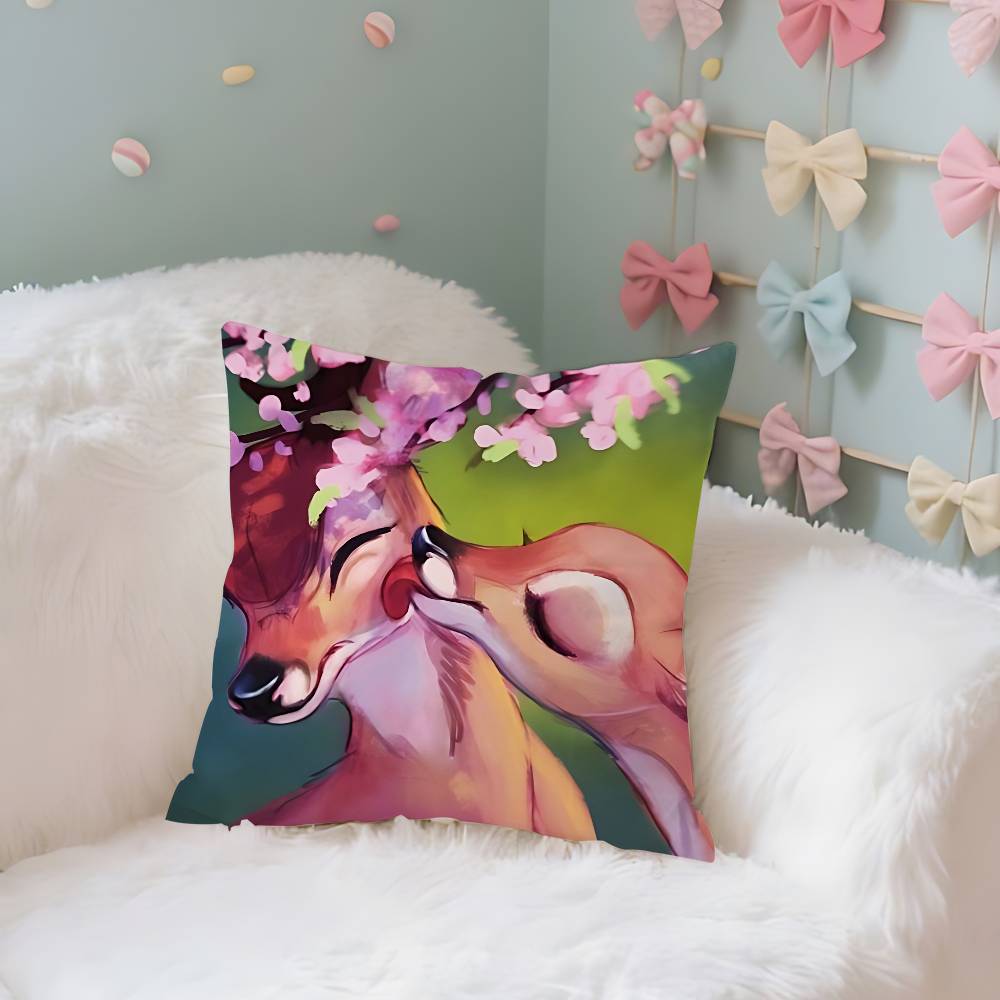 Classic Cartoon BBambiS Kawaii Throw Pillow Covers Pattern Cushion Cover Suitable For Sofa Bedroom Car Pillow Cover
