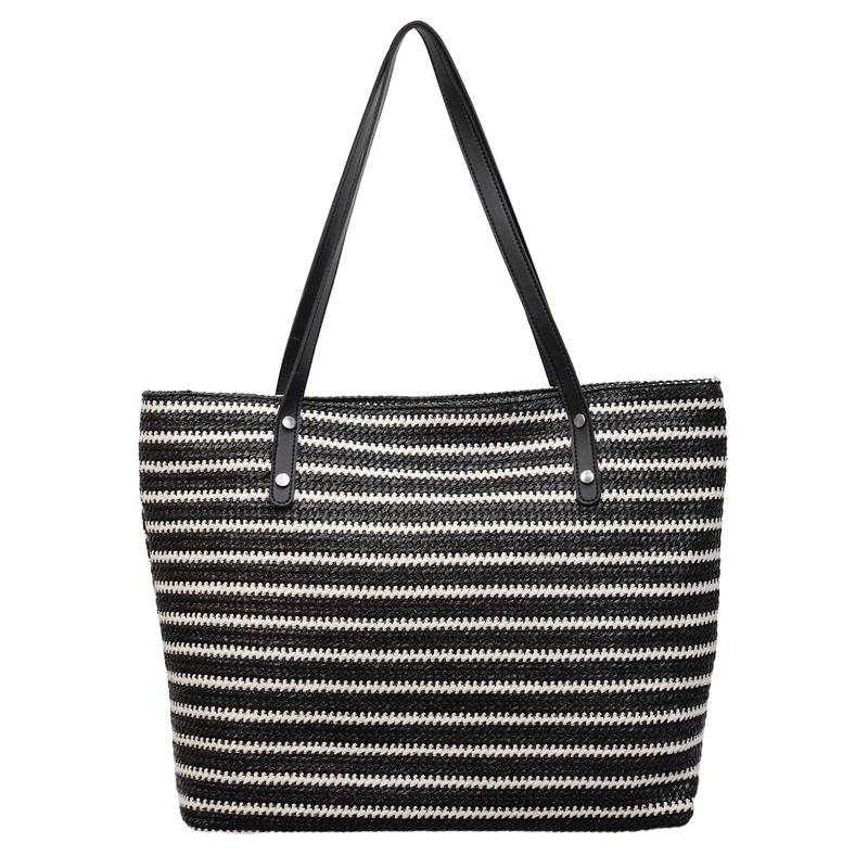 

Сумка из радужной соломы, женская плетеная сумка через плечо чёрный