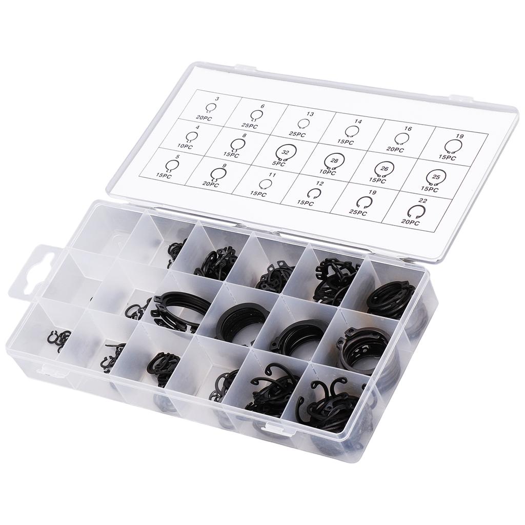 300Pcs C Clip Circlip Snap Ring Retaining Fastener Hardware Set Kit for Machine Vehicle
