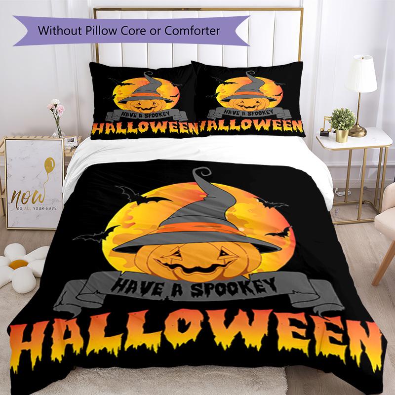 Halloween Bedding Set Breathable Duvet Cover with Pillowcases Decorative Bed Linen for Bedroom Home Decoration Birthday Gift