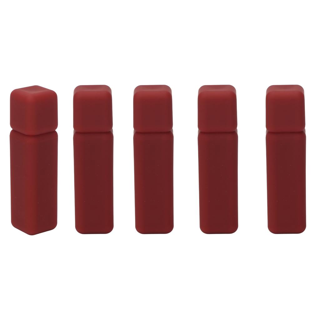 5 Pcs Empty Lip Gloss Tubes Rubber Paint Frosted Texture Refillable Rectangular Lip Balm Bottles Red