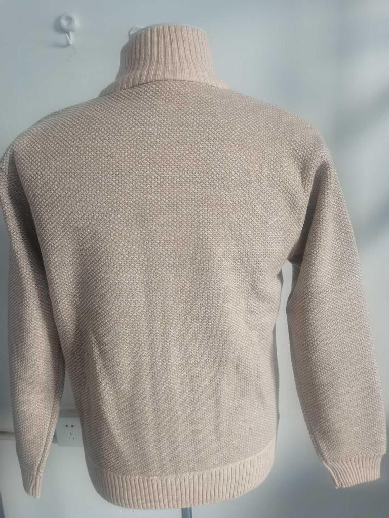 Men's Winter Stand-Up Collar Knitted Cardigan: Loose, Plus Velvet, Big Size, Fashionable, Casual Coat