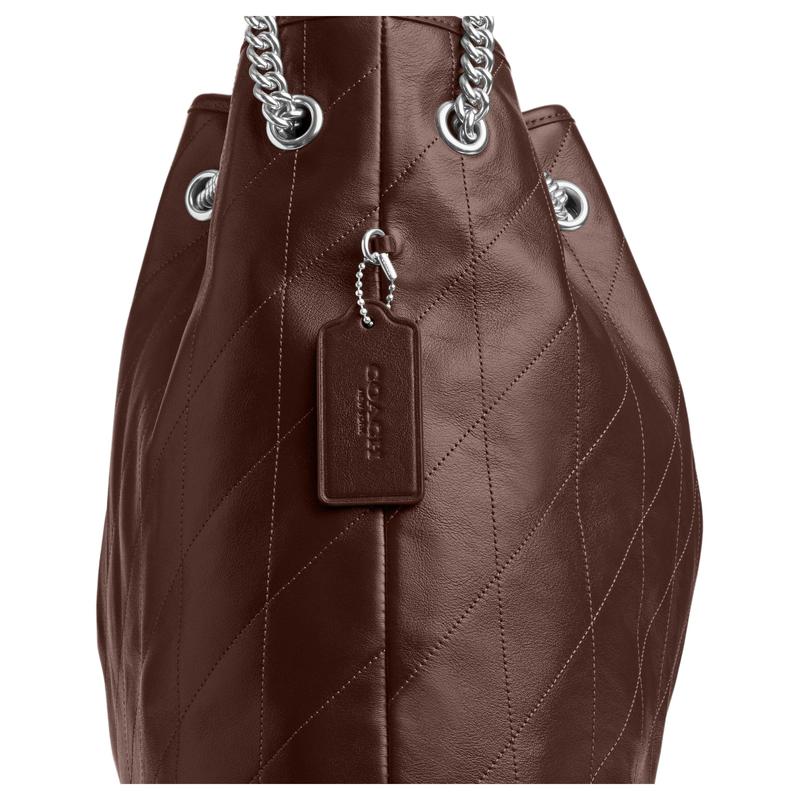Coach EVELYN 36 Quilted Detailed Garbage Bag Cow Leather Shoulder Bag Large Women's Maple Leaf