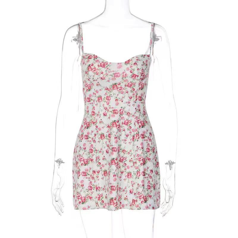 European & American Women's Digital Print Sling Vest Slimming Knitted Dress - Sexy & Stylish