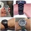 24*16mm Lug End Stainless Steel Watchband for Casio G-SHOCK GST-B200 GST-B200D Series Watches Men's Strap Silver Black Bracelet