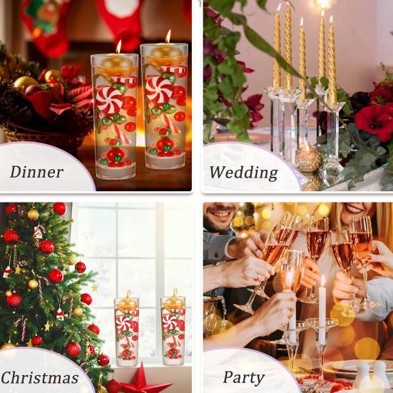 1 Set Christmas Beads Xmas Theme Decorative Anti-fading Happy Holiday Party DIY Floating Candle Faux Pearl for Gift