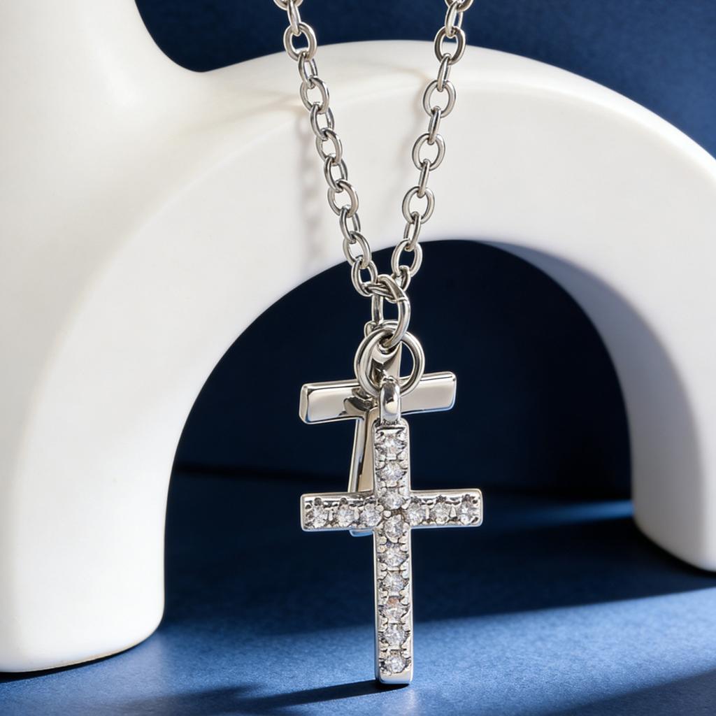 Double Cross Pendant Necklace Two Style Religious Inspired Jewelry