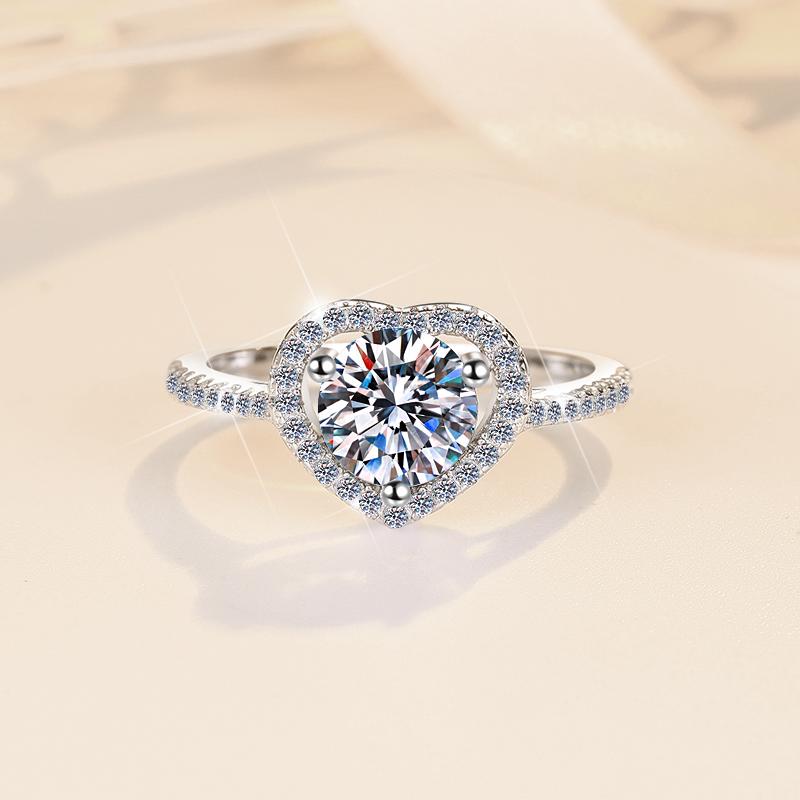 Price Ring Heart Shape GRA Certificate S925 Sterling Silver 1Ct VVS1 Moissanite Engagement Ring for Women
