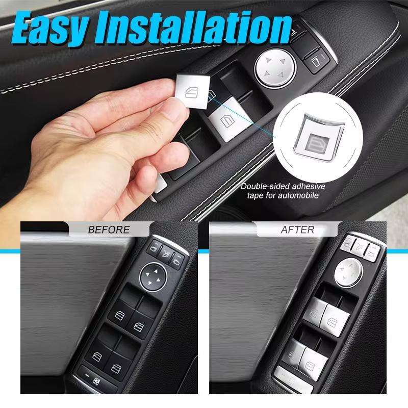 Car Window Glass Lift Button Sticker Switch Panel Styling for Mercedes Benz A B C Class W204 W212 GLA GLK CLA GL ML GLE