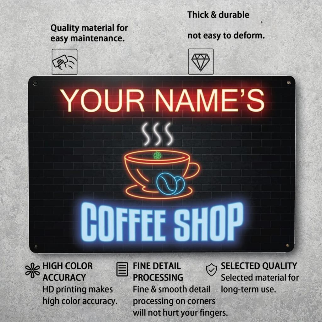 Personalized Custom Metal Sign for Coffee Shop Wall Decor