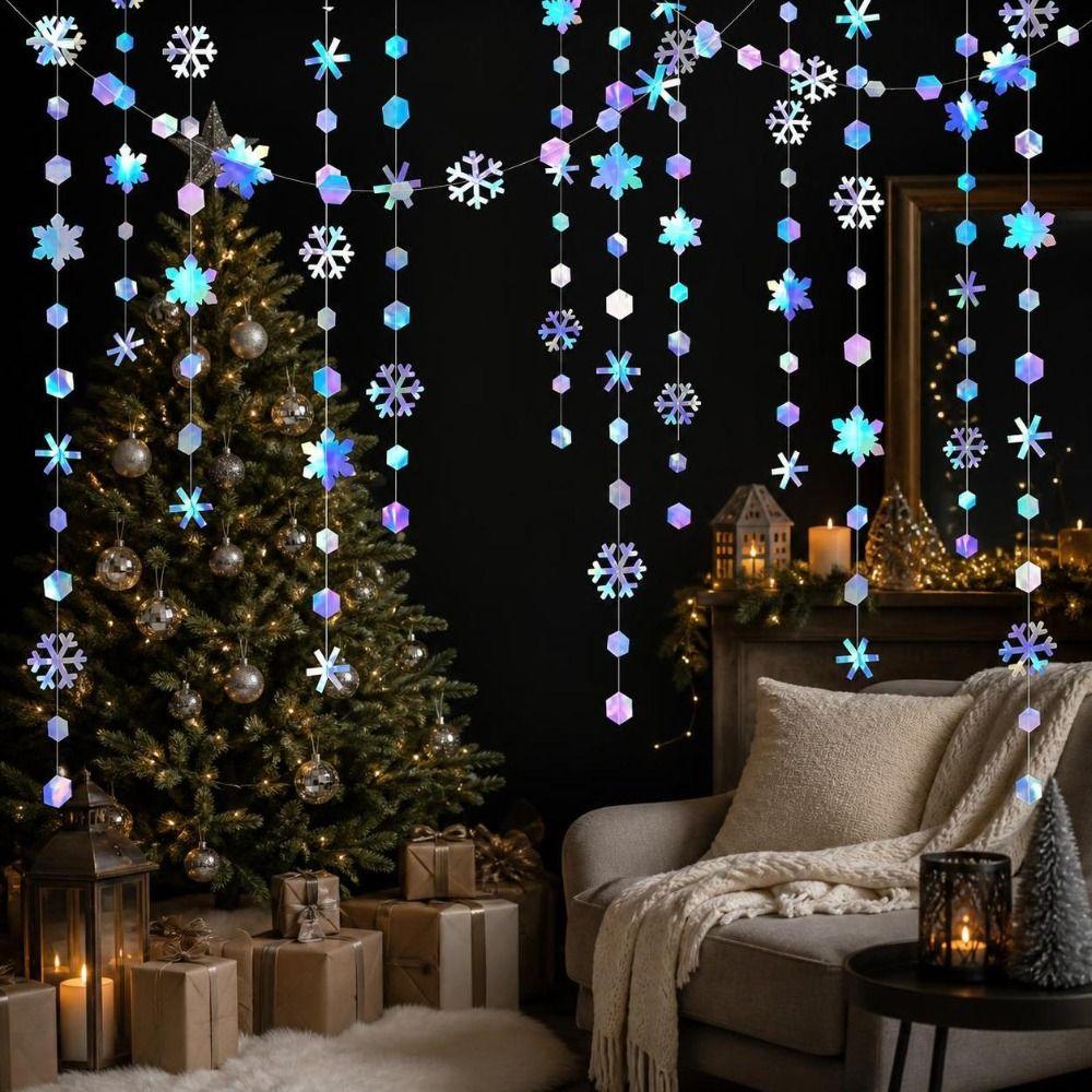 Romantic Paper Snowflake Streamer 4m Christmas Snowflake String Mothers Day