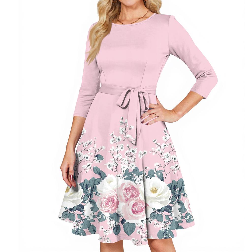 Abiti da Cocktail da Donna Manica 3/4 Abito Vintage da Invitata di Matrimonio