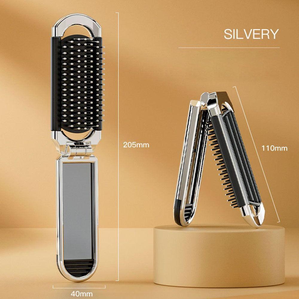 Mini Foldable Hair Comb Bowknot Air Bag Hair Brush Portable 2 in 1 Comb Mirror Set  Travel