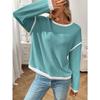 TIFICY Women's Fashion Casual Spring Autumn Solid Color Print Long Sleeve O-Neck Blouses & Shirts
