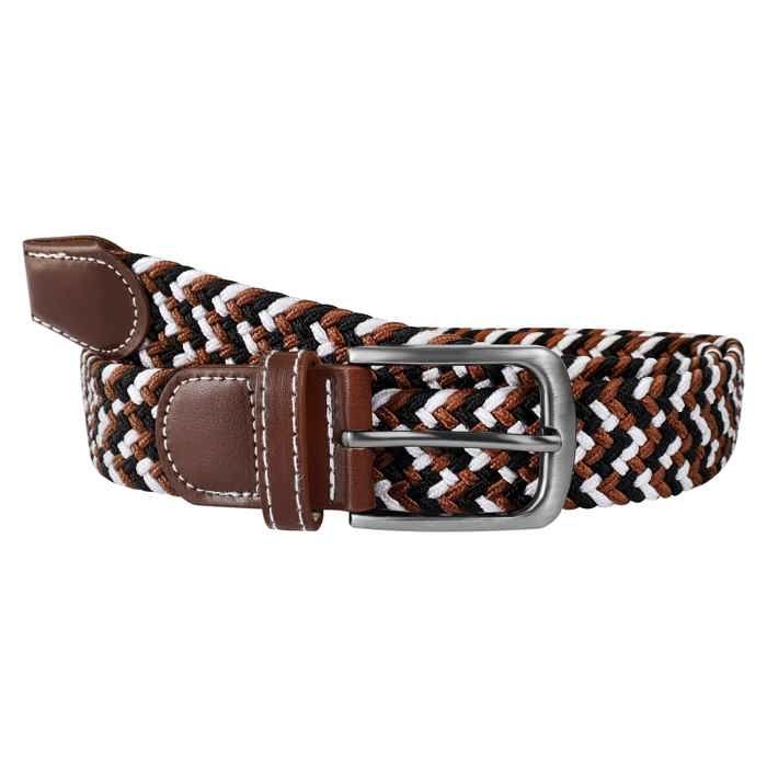 Ceinture tressée en textile - Taille 100 cm (S) - Polyester / simili cuir / métal - Largeur 3,2 cm - Mixte