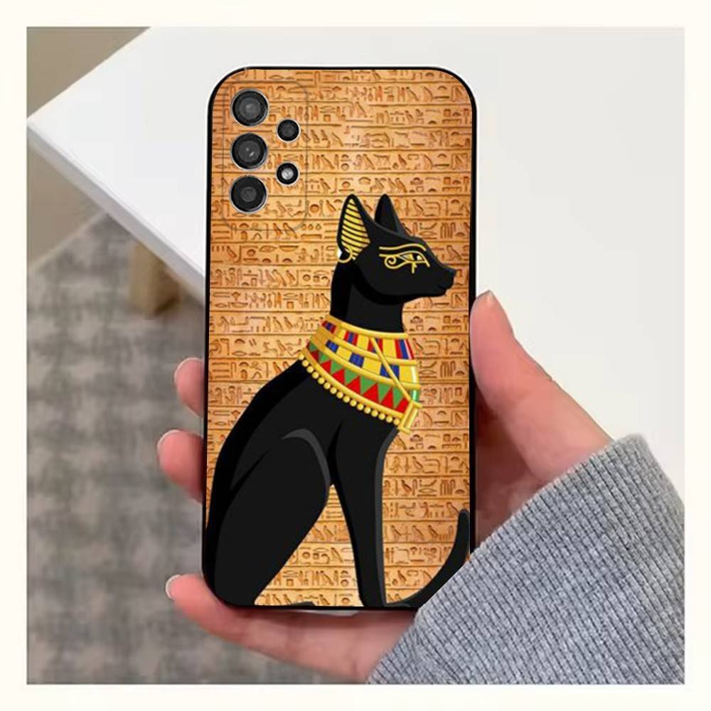 Mural Art Egypt Pharaoh Phone Case For Samsung S25,S24,S23,S22,S20,S21,S10,Ultra,Plus,Lite,FE,Soft Silicone Black Cover