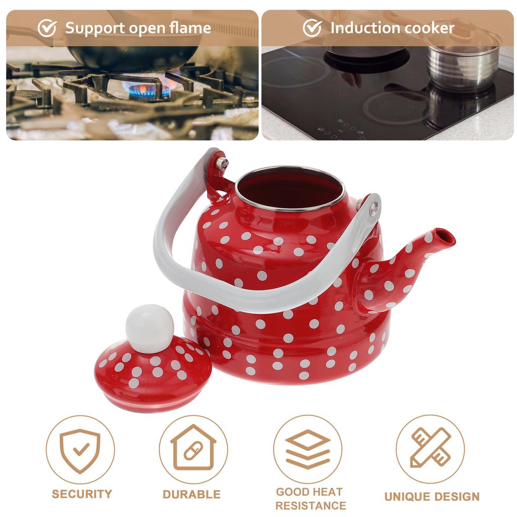 Hervidor de Esmalte Mango Antiescaldante Tetera Agua Hervidor Doméstico Apariencia Exquisita Tetera Acero Inoxidable Cocina