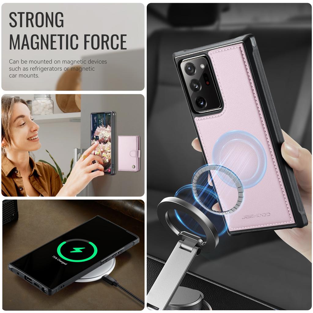 For Samsung Galaxy Note20 Ultra Case JEEHOOD J09 RFID Blocking Card Holder Leather Back Phone Cover Magnetic Case