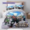 Name Custom Anime Mha Pattern Bedding Set Quilt Cover Pillowcase Home Decor Gift (1 * Duvet Cover + 2 * Pillowcase, Without Core)