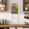 Artistic Wall Decor Panels Mason Jar Shape Decoration, Wooden Art with Sunflower Print, Farmhouse Home Decorations Retro Rustic Hanging for