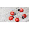 100Pcs Mini Wooden Ladybird Ladybug Self-adhesive Sticker Children Painted DIY Crafts Fairy Garden Figurine Miniature Home Decor