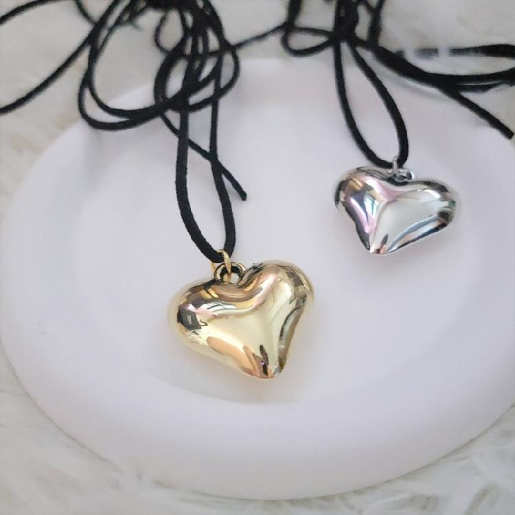 Heart Pendant Choker Necklace Neck Chain Adjustable Length Neckchain Fashionable Neckwear Jewelry Y2K Accessory Gift