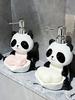 Creative Panda Lotion Bottle Dual Purpose Soap Box Two In One Shampoo Shower Gel Ceramic Press Split Bottle Soap Dispenser