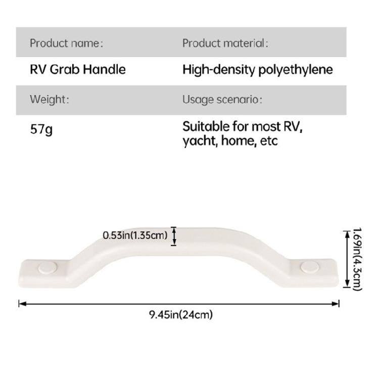 Motorhomes Grab Handle Security For Campers Component Door Handle Trailer Caravans,White 240mm 9.45''