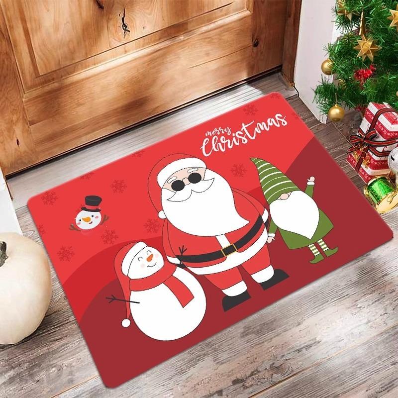 Christmas Themed Door Mat Festive Patterns Like Santa Claus Reindeer Sleigh Christmas Trees Gifts Non Slip Welcome Entrance Ru