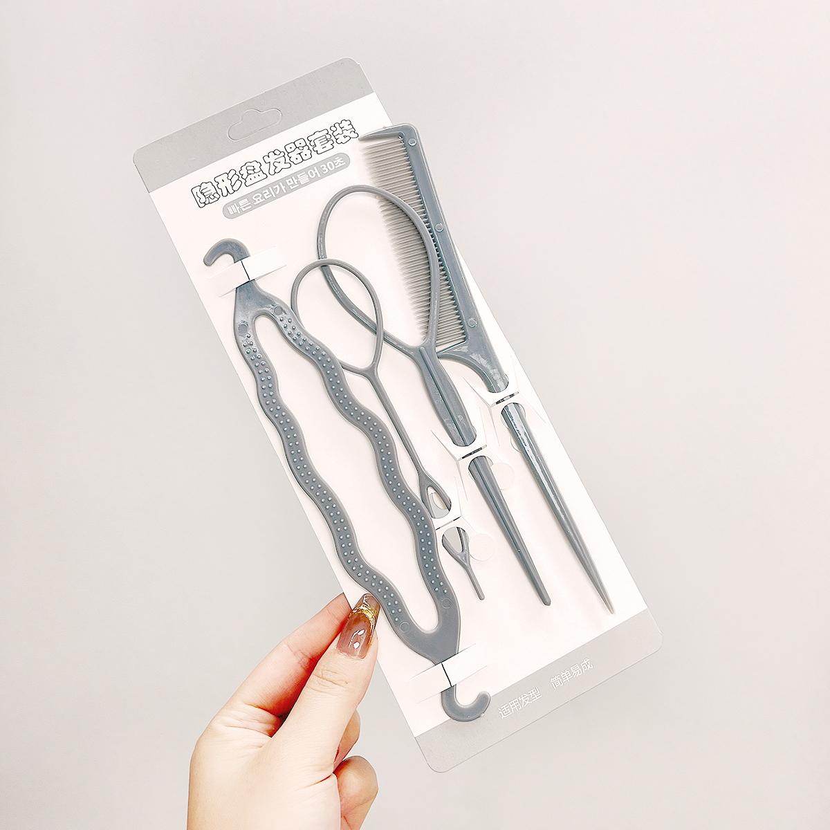 

1 компл./пакет, детские щипцы для завивки волос, расческа для волос, костюм для девочек, детские аксессуары для плетения волос «сделай сам» 4pcs серый