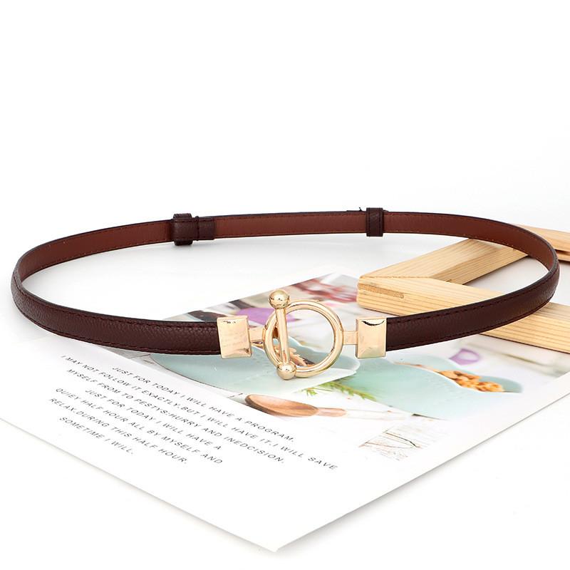 Metal Simple Circular Buckle Women Slim Waist Belt Without Punching Holes
