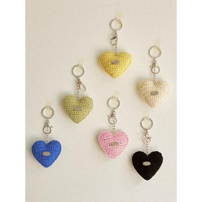 Slowslowly No.164-169 / Chubby Heart Key Ring _ Cream, Black, Pink, Lime, Blue, Yellow