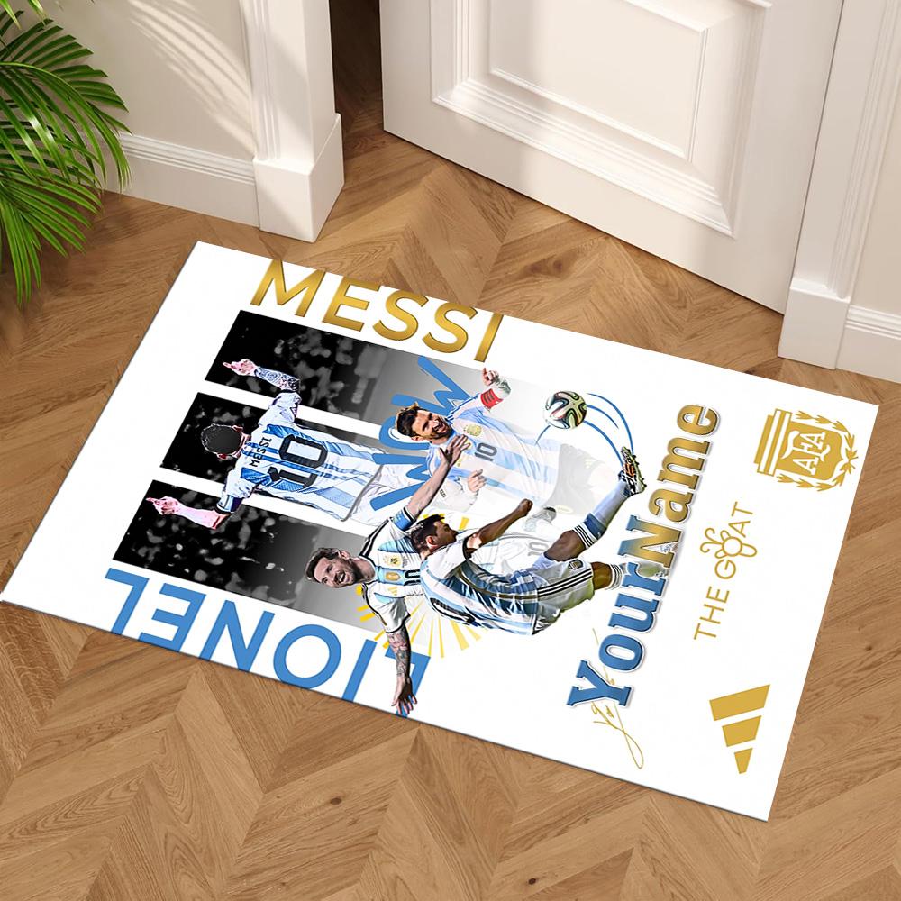 Messi Personalized Name Carpet Design for Dormitory Dining Room Entryway Game Room Anti-slip Rug Decorate Offices