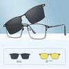 3 In 1 Rectangle Frame Polarized Magnetic Clip On Sunglasses Men Metal Optical Prescription Magnet Clip On Sun Glasses