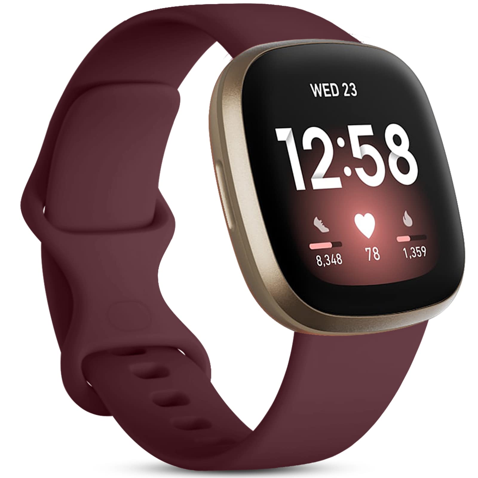 Remienok pre Fitbit Versa 4 3 Sense 2 pásik Smartwatch príslušenstvo náhradný silikónový športový náramok correa Fitbit Versa4 remienok na hodinky for Fitbit Sense 1 2&S (5.5- 6.7inch) vínovo červenej farby