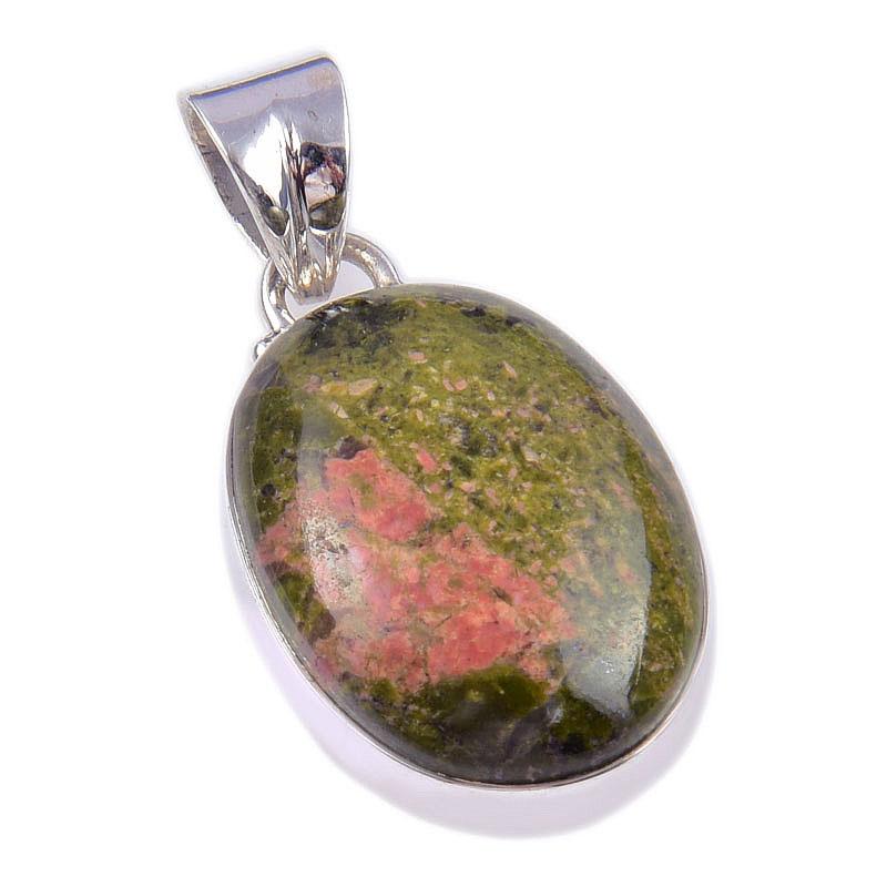 Natural Unakite Gemstone Handmade 925 Solid Sterling Silver Pendant 1.25" z0K94